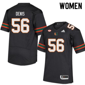 Women Jonathan Denis Black Hurricanes College Football #56 Jersey 805450-639