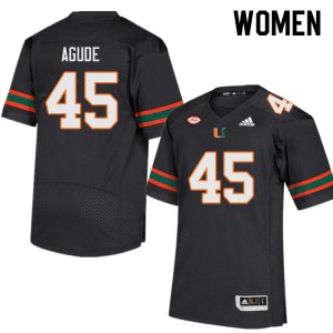 Women Mitchell Agude Black University of Miami College Football #45 Jersey 490335-588