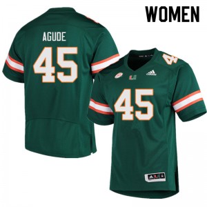 Women Mitchell Agude Green University of Miami College Football #45 Jersey 629018-236