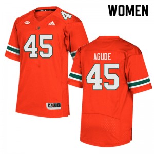 Women Mitchell Agude Orange Miami College Football #45 Jersey 647100-701