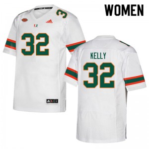Women Nyjalik Kelly White Miami College Football #32 Jersey 408624-695