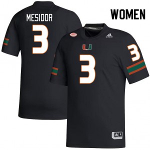 Women Akheem Mesidor Black Miami College Football #3 Jersey 317706-139