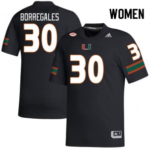 Women Andres Borregales Black Hurricanes College Football #30 Jersey 660813-795