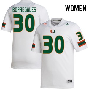Women Andres Borregales White Miami Hurricanes College Football #30 Jersey 731004-351
