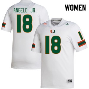 Women Aristides Angelo Jr. White Miami College Football #18 Jersey 446986-582
