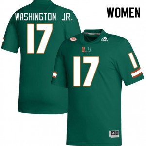 Women Bobby Washington Jr. Green Hurricanes College Football #17 Jersey 650947-977