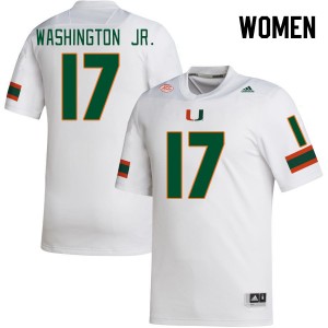 Women Bobby Washington Jr. White Miami College Football #17 Jersey 389463-114