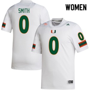 Women Brashard Smith White University of Miami College Football #0 Jersey 669360-910