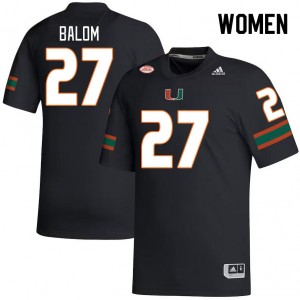 Women Brian Balom Black University of Miami College Football #27 Jersey 981288-676