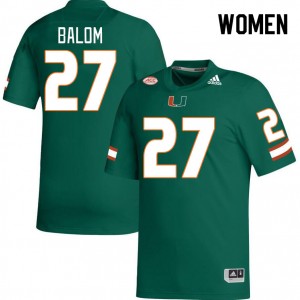 Women Brian Balom Green Miami Hurricanes College Football #27 Jersey 412111-948