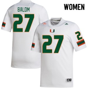 Women Brian Balom White Hurricanes College Football #27 Jersey 821988-587