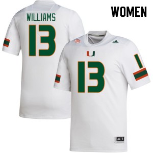 Women Chantz Williams White University of Miami College Football #13 Jersey 280931-145