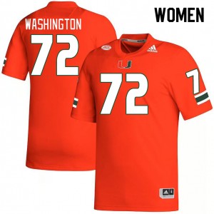 Women Chris Washington Orange Hurricanes College Football #72 Jersey 818145-996