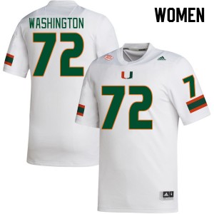 Women Chris Washington White Hurricanes College Football #72 Jersey 766636-239