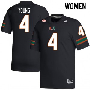 Women Colbie Young Black University of Miami College Football #4 Jersey 267240-365
