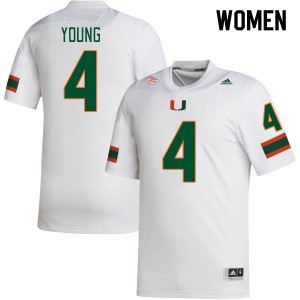 Women Colbie Young White University of Miami College Football #4 Jersey 864348-524