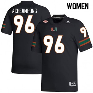 Women Collins Acheampong Black Miami College Football #96 Jersey 577690-551