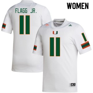 Women Corey Flagg Jr. White Hurricanes College Football #11 Jersey 352898-602
