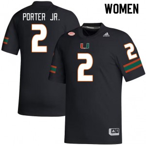 Women Daryl Porter Jr. Black Miami College Football #2 Jersey 291776-897