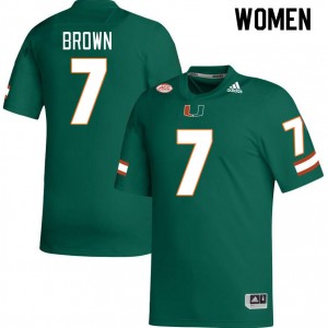 Women Davonte Brown Green Hurricanes College Football #7 Jersey 532144-110