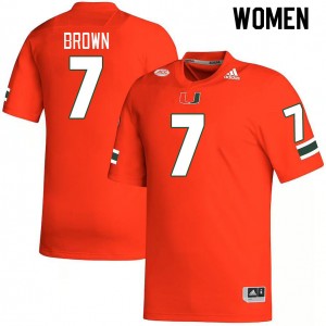 Women Davonte Brown Orange Miami Hurricanes College Football #7 Jersey 870328-403