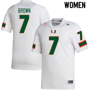 Women Davonte Brown White Miami College Football #7 Jersey 168222-210