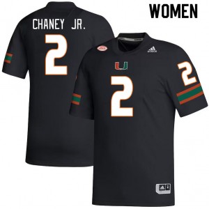 Women Donald Chaney Jr. Black University of Miami College Football #2 Jersey 519869-400