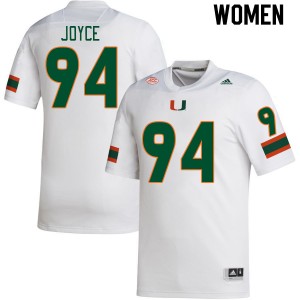 Women Dylan Joyce White University of Miami College Football #94 Jersey 149828-804