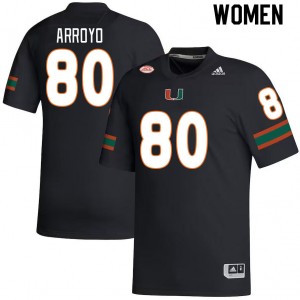 Women Elijah Arroyo Black University of Miami College Football #80 Jersey 904756-751