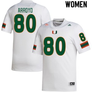 Women Elijah Arroyo White University of Miami College Football #80 Jersey 811853-960