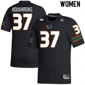 Women Emmanuel Houvardas Black University of Miami College Football #37 Jersey 719764-394