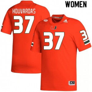 Women Emmanuel Houvardas Orange Miami Hurricanes College Football #37 Jersey 992054-123