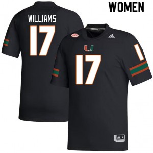 Women Emory Williams Black University of Miami College Football #17 Jersey 742961-771