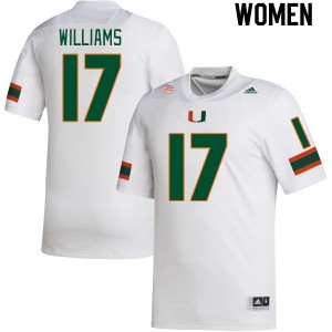 Women Emory Williams White Miami College Football #17 Jersey 525293-162