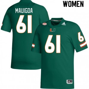 Women Francis Mauigoa Green Miami Hurricanes College Football #61 Jersey 990261-218
