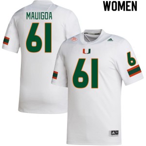 Women Francis Mauigoa White Miami College Football #61 Jersey 287338-520