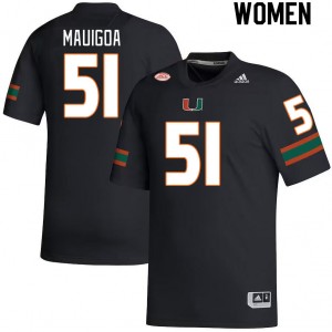 Women Francisco Mauigoa Black Miami College Football #51 Jersey 625120-123