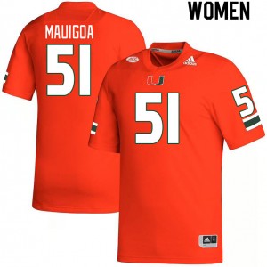 Women Francisco Mauigoa Orange University of Miami College Football #51 Jersey 392048-448
