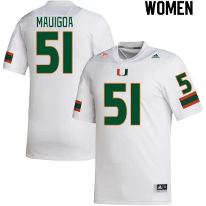 Women Francisco Mauigoa White Miami College Football #51 Jersey 870724-361