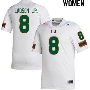 Women Frank Ladson Jr. White University of Miami College Football #8 Jersey 538688-921