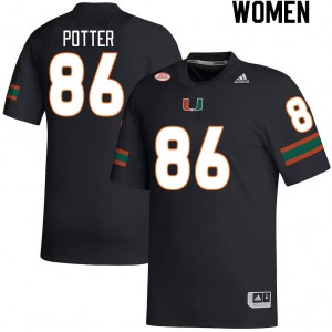 Women Fred Potter Black Miami College Football #86 Jersey 421155-783