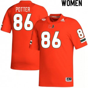 Women Fred Potter Orange Miami College Football #86 Jersey 262630-370