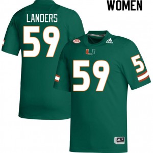 Women Gabe Landers Green University of Miami College Football #59 Jersey 541073-696