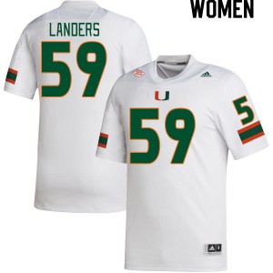 Women Gabe Landers White Hurricanes College Football #59 Jersey 691453-940