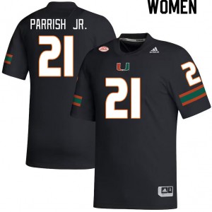 Women Henry Parrish Jr. Black Miami Hurricanes College Football #21 Jersey 752124-981