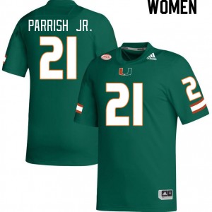 Women Henry Parrish Jr. Green Miami College Football #21 Jersey 947174-549