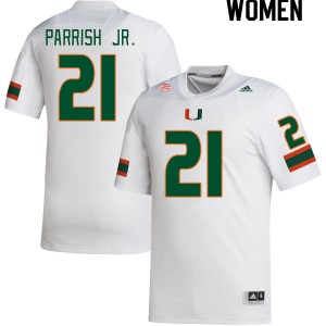 Women Henry Parrish Jr. White Miami Hurricanes College Football #21 Jersey 125447-798