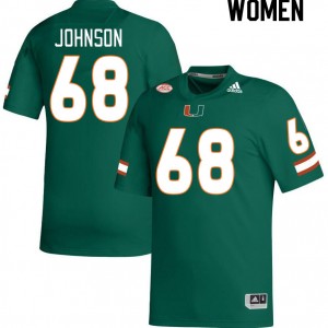 Women Ian Johnson Green Hurricanes College Football #68 Jersey 268956-419