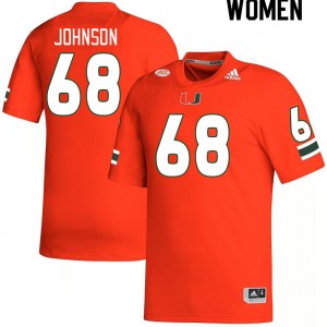 Women Ian Johnson Orange Miami College Football #68 Jersey 336794-859