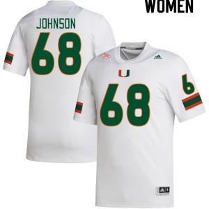 Women Ian Johnson White Miami Hurricanes College Football #68 Jersey 657642-691